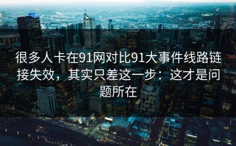 很多人卡在91网对比91大事件线路链接失效，其实只差这一步：这才是问题所在